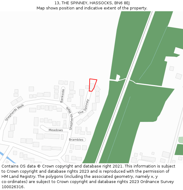 13, THE SPINNEY, HASSOCKS, BN6 8EJ: Location map and indicative extent of plot