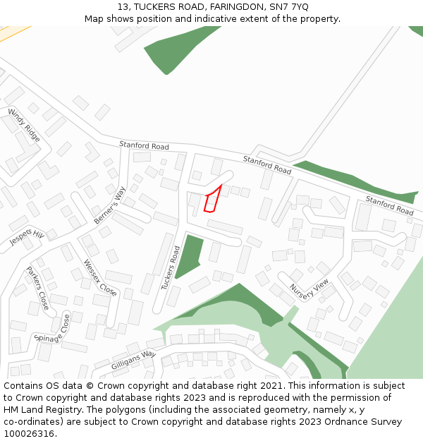 13, TUCKERS ROAD, FARINGDON, SN7 7YQ: Location map and indicative extent of plot