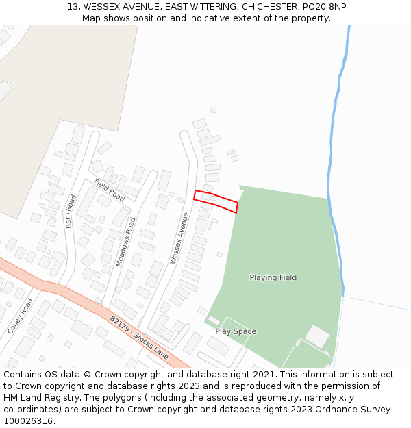 13, WESSEX AVENUE, EAST WITTERING, CHICHESTER, PO20 8NP: Location map and indicative extent of plot