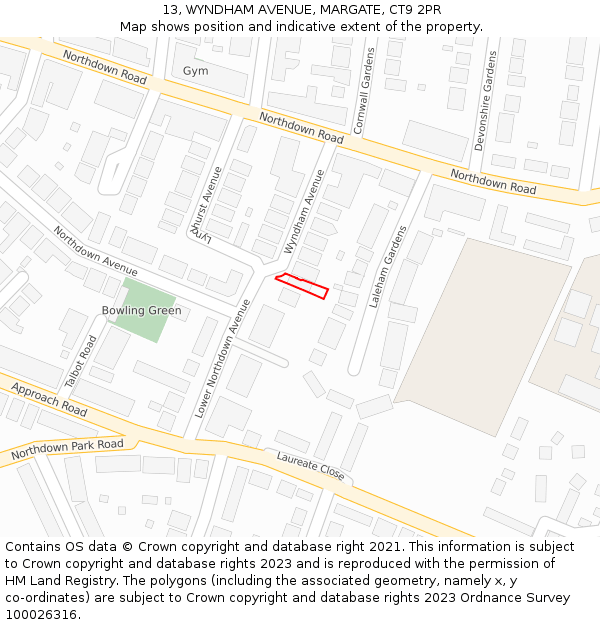 13, WYNDHAM AVENUE, MARGATE, CT9 2PR: Location map and indicative extent of plot