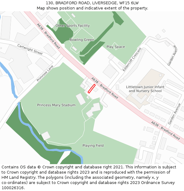 130, BRADFORD ROAD, LIVERSEDGE, WF15 6LW: Location map and indicative extent of plot