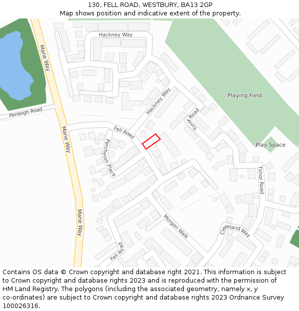 130, FELL ROAD, WESTBURY, BA13 2GP: Location map and indicative extent of plot