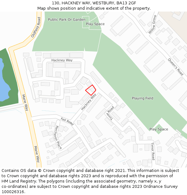 130, HACKNEY WAY, WESTBURY, BA13 2GF: Location map and indicative extent of plot