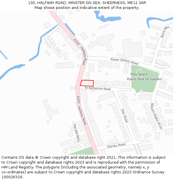 130, HALFWAY ROAD, MINSTER ON SEA, SHEERNESS, ME12 3AR: Location map and indicative extent of plot