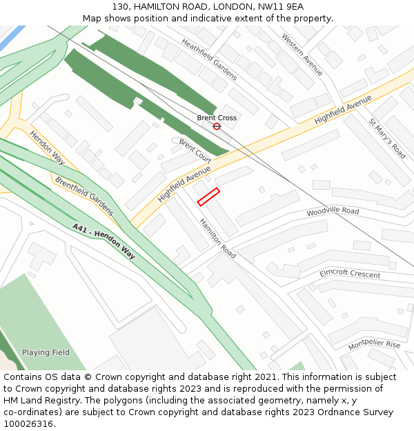 130, HAMILTON ROAD, LONDON, NW11 9EA: Location map and indicative extent of plot
