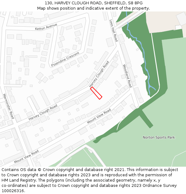 130, HARVEY CLOUGH ROAD, SHEFFIELD, S8 8PG: Location map and indicative extent of plot