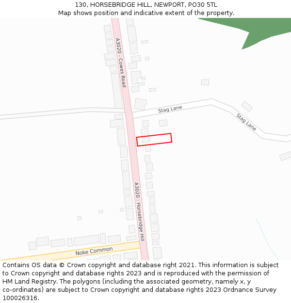 130, HORSEBRIDGE HILL, NEWPORT, PO30 5TL: Location map and indicative extent of plot