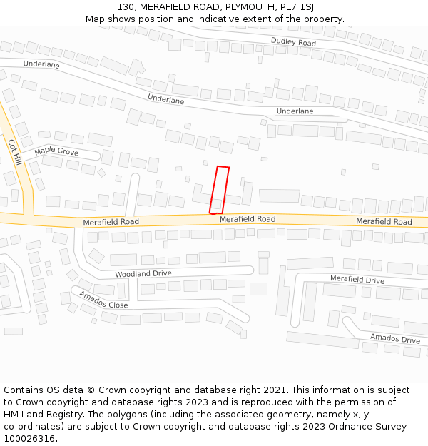 130, MERAFIELD ROAD, PLYMOUTH, PL7 1SJ: Location map and indicative extent of plot