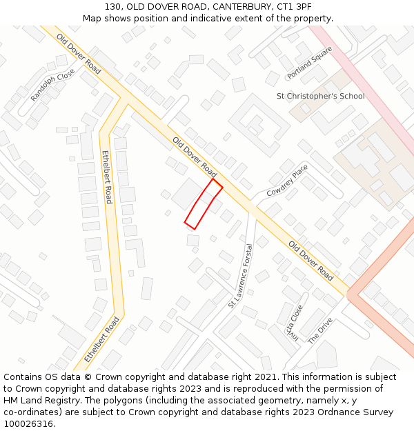 130, OLD DOVER ROAD, CANTERBURY, CT1 3PF: Location map and indicative extent of plot