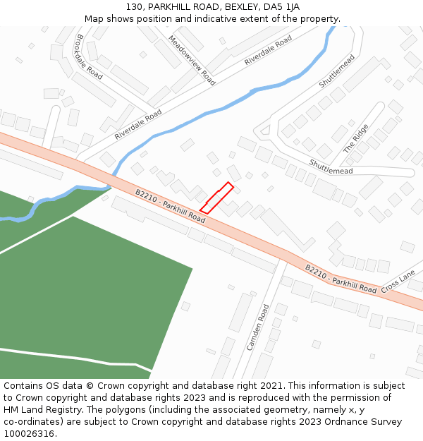 130, PARKHILL ROAD, BEXLEY, DA5 1JA: Location map and indicative extent of plot