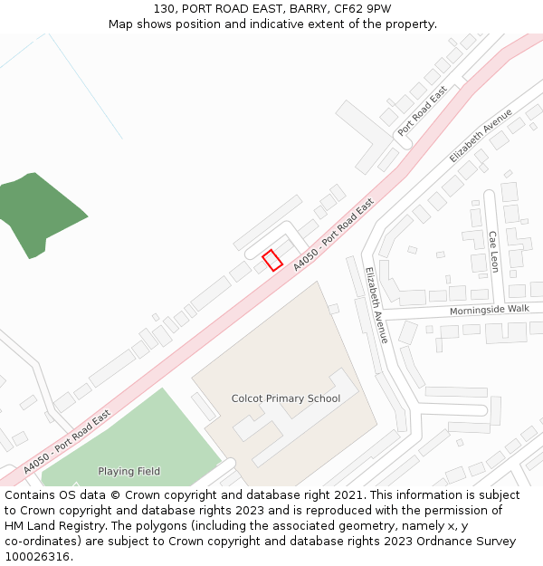 130, PORT ROAD EAST, BARRY, CF62 9PW: Location map and indicative extent of plot