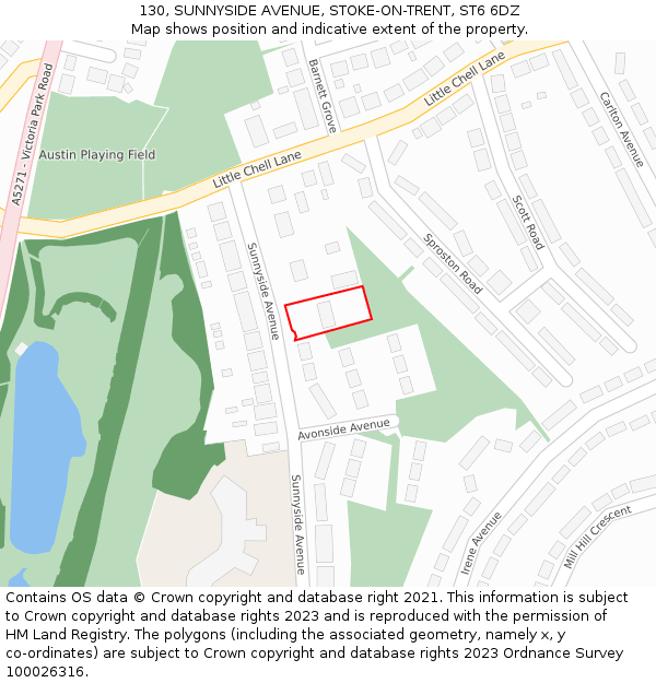 130, SUNNYSIDE AVENUE, STOKE-ON-TRENT, ST6 6DZ: Location map and indicative extent of plot