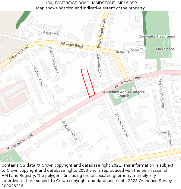 130, TONBRIDGE ROAD, MAIDSTONE, ME16 8SP: Location map and indicative extent of plot