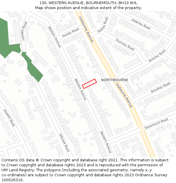 130, WESTERN AVENUE, BOURNEMOUTH, BH10 6HL: Location map and indicative extent of plot