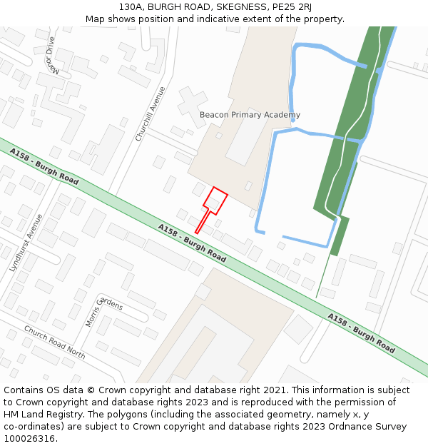 130A, BURGH ROAD, SKEGNESS, PE25 2RJ: Location map and indicative extent of plot