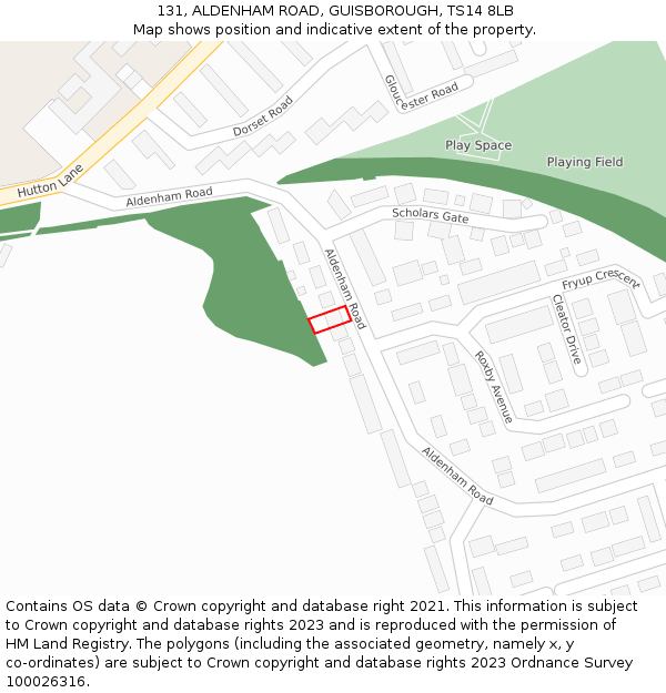 131, ALDENHAM ROAD, GUISBOROUGH, TS14 8LB: Location map and indicative extent of plot