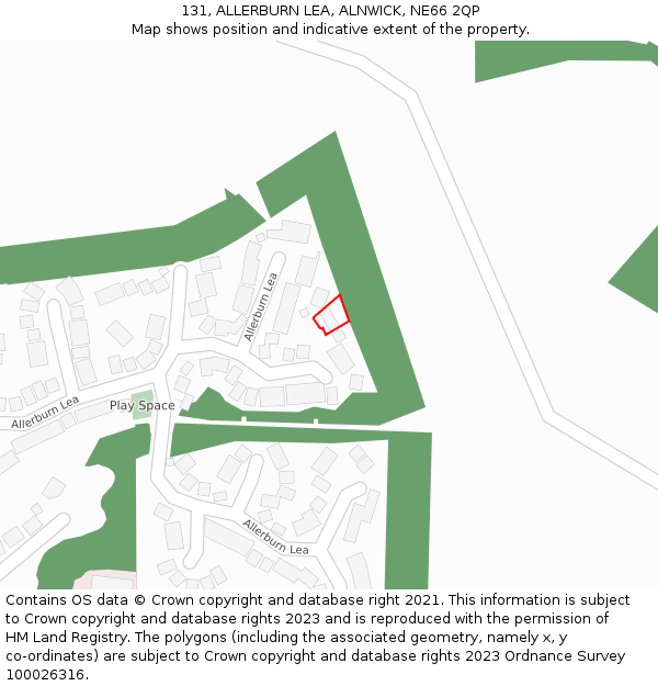 131, ALLERBURN LEA, ALNWICK, NE66 2QP: Location map and indicative extent of plot