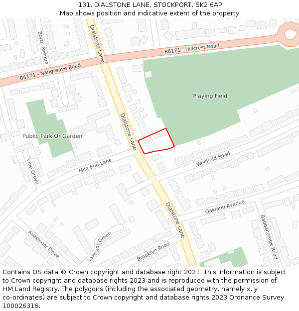 131, DIALSTONE LANE, STOCKPORT, SK2 6AP: Location map and indicative extent of plot