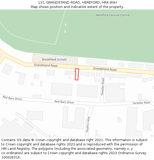131, GRANDSTAND ROAD, HEREFORD, HR4 9NH: Location map and indicative extent of plot
