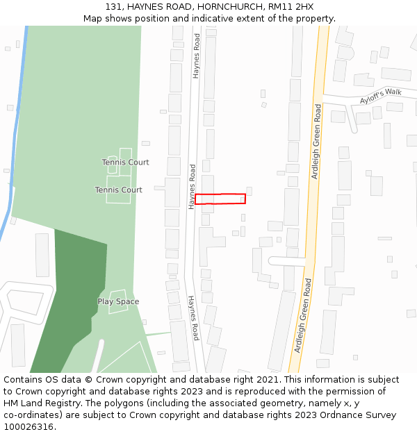 131, HAYNES ROAD, HORNCHURCH, RM11 2HX: Location map and indicative extent of plot