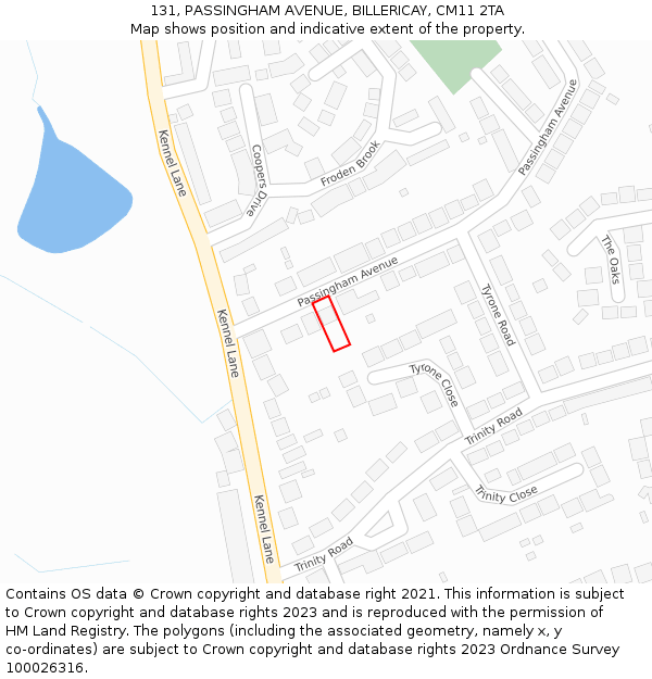 131, PASSINGHAM AVENUE, BILLERICAY, CM11 2TA: Location map and indicative extent of plot