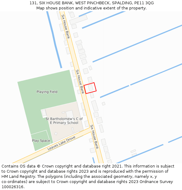 131, SIX HOUSE BANK, WEST PINCHBECK, SPALDING, PE11 3QG: Location map and indicative extent of plot
