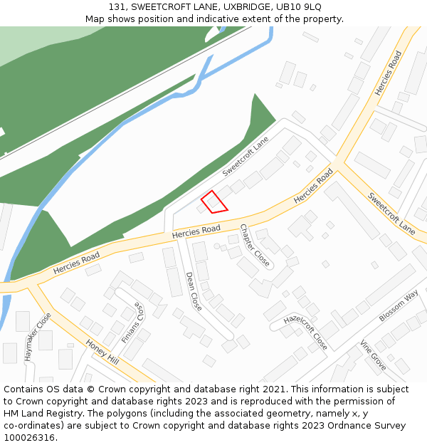 131, SWEETCROFT LANE, UXBRIDGE, UB10 9LQ: Location map and indicative extent of plot
