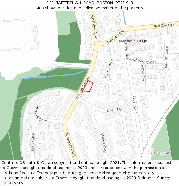 131, TATTERSHALL ROAD, BOSTON, PE21 9LR: Location map and indicative extent of plot