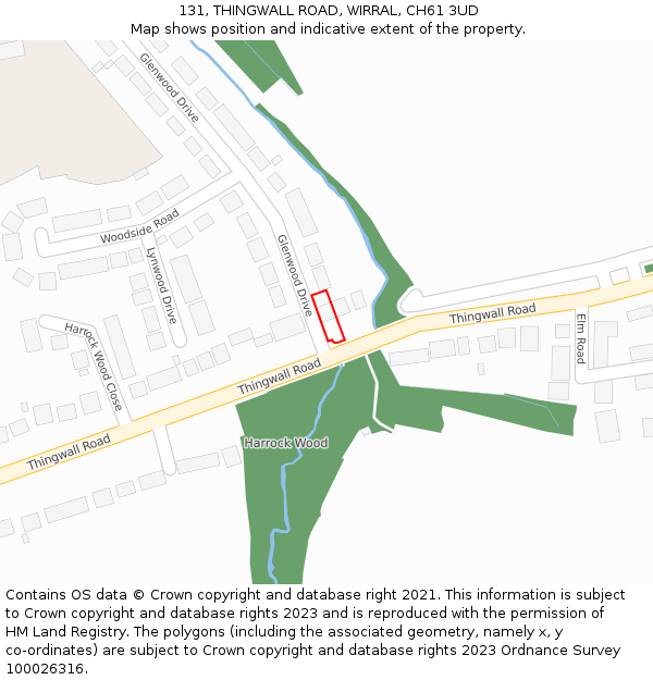 131, THINGWALL ROAD, WIRRAL, CH61 3UD: Location map and indicative extent of plot