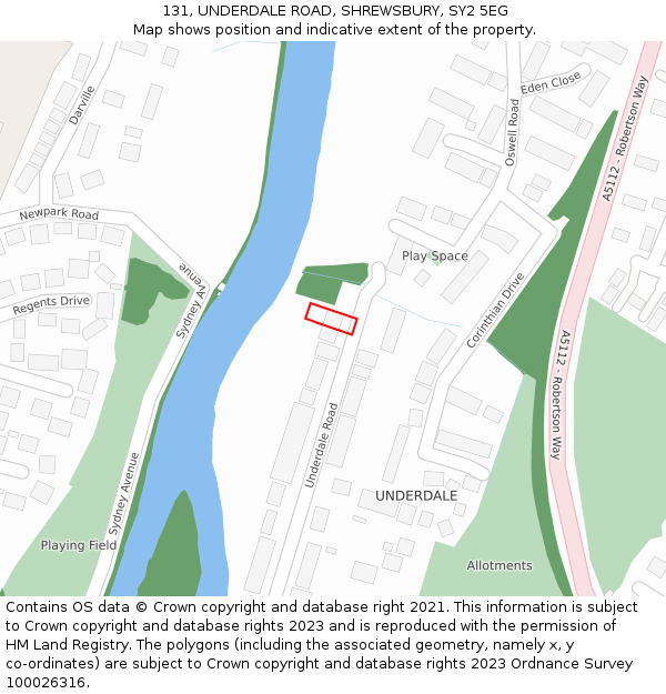 131, UNDERDALE ROAD, SHREWSBURY, SY2 5EG: Location map and indicative extent of plot