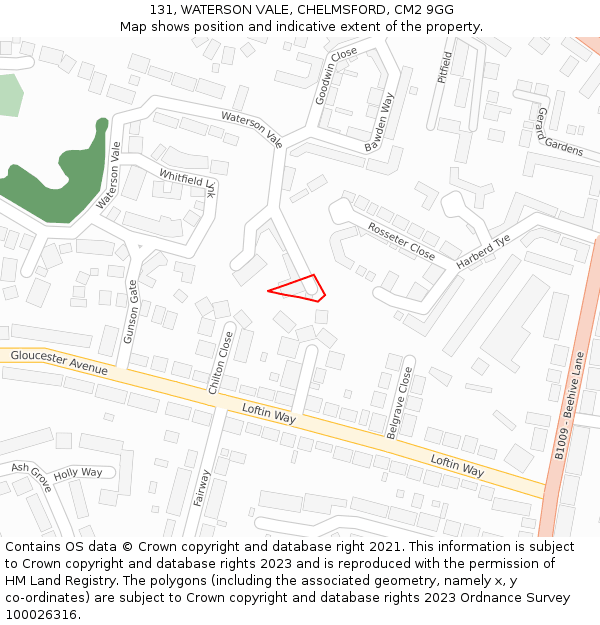 131, WATERSON VALE, CHELMSFORD, CM2 9GG: Location map and indicative extent of plot