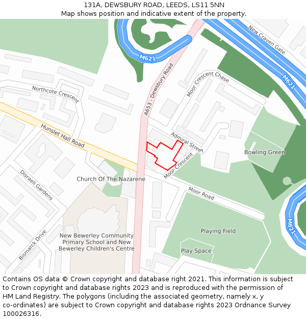 131A, DEWSBURY ROAD, LEEDS, LS11 5NN: Location map and indicative extent of plot