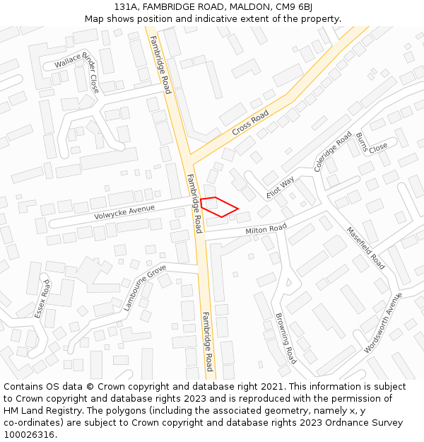 131A, FAMBRIDGE ROAD, MALDON, CM9 6BJ: Location map and indicative extent of plot
