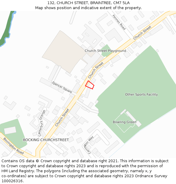 132, CHURCH STREET, BRAINTREE, CM7 5LA: Location map and indicative extent of plot