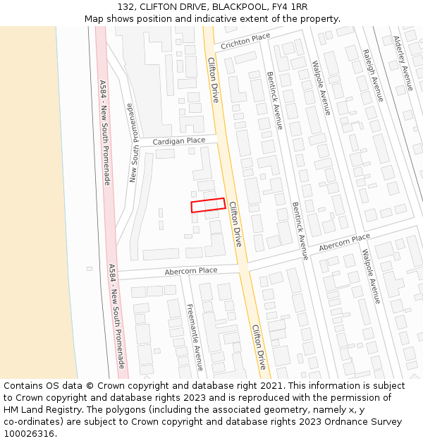 132, CLIFTON DRIVE, BLACKPOOL, FY4 1RR: Location map and indicative extent of plot