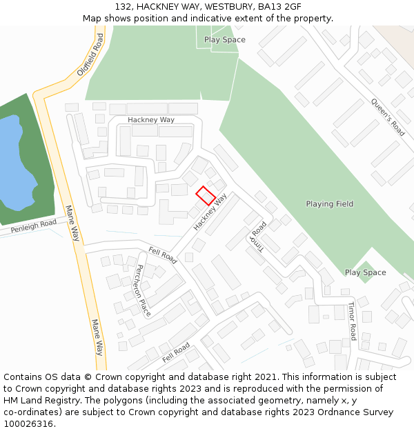 132, HACKNEY WAY, WESTBURY, BA13 2GF: Location map and indicative extent of plot