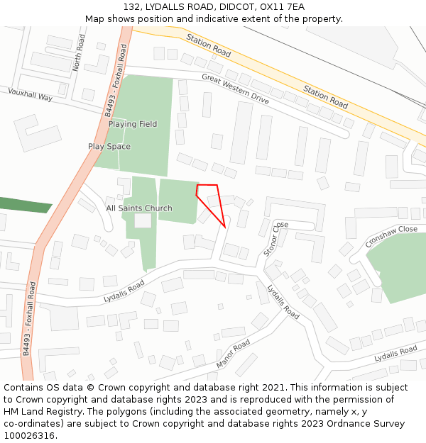 132, LYDALLS ROAD, DIDCOT, OX11 7EA: Location map and indicative extent of plot