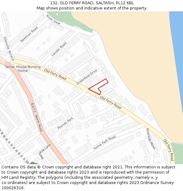 132, OLD FERRY ROAD, SALTASH, PL12 6BL: Location map and indicative extent of plot