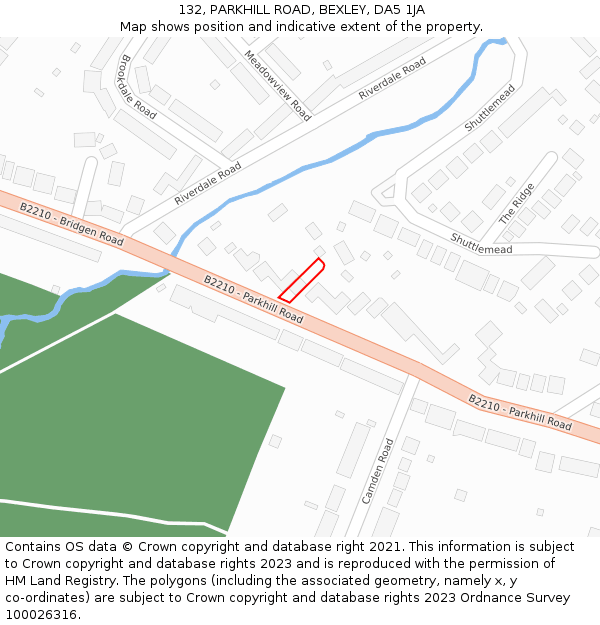 132, PARKHILL ROAD, BEXLEY, DA5 1JA: Location map and indicative extent of plot