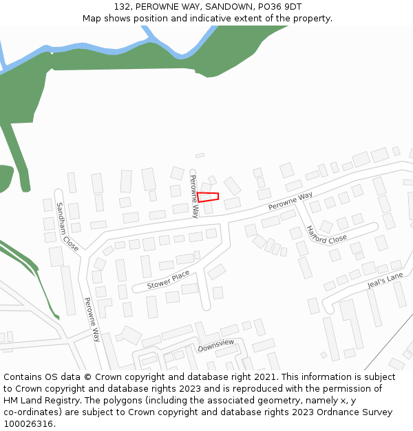 132, PEROWNE WAY, SANDOWN, PO36 9DT: Location map and indicative extent of plot