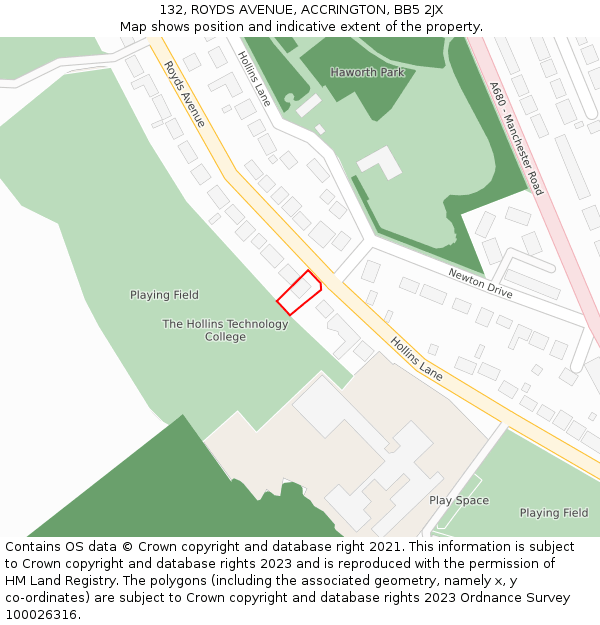 132, ROYDS AVENUE, ACCRINGTON, BB5 2JX: Location map and indicative extent of plot