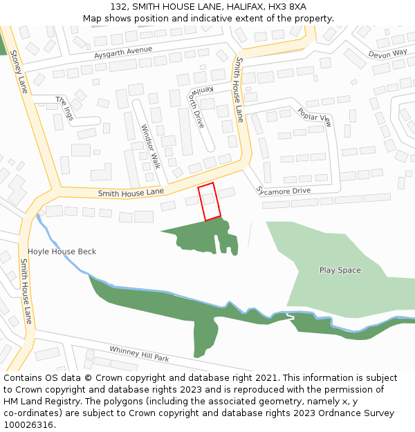 132, SMITH HOUSE LANE, HALIFAX, HX3 8XA: Location map and indicative extent of plot