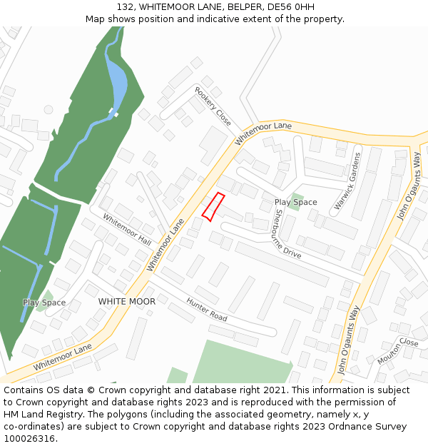 132, WHITEMOOR LANE, BELPER, DE56 0HH: Location map and indicative extent of plot