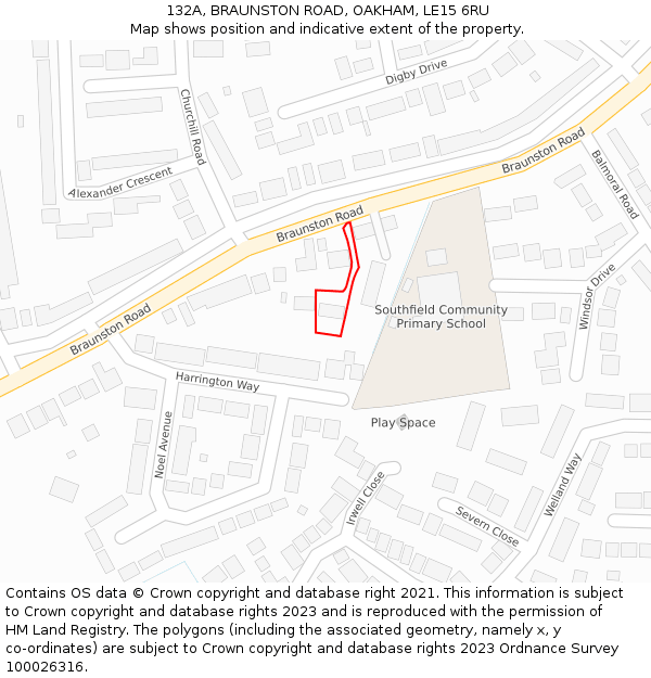 132A, BRAUNSTON ROAD, OAKHAM, LE15 6RU: Location map and indicative extent of plot