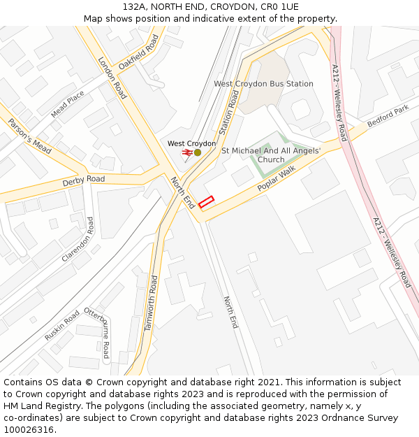 132A, NORTH END, CROYDON, CR0 1UE: Location map and indicative extent of plot