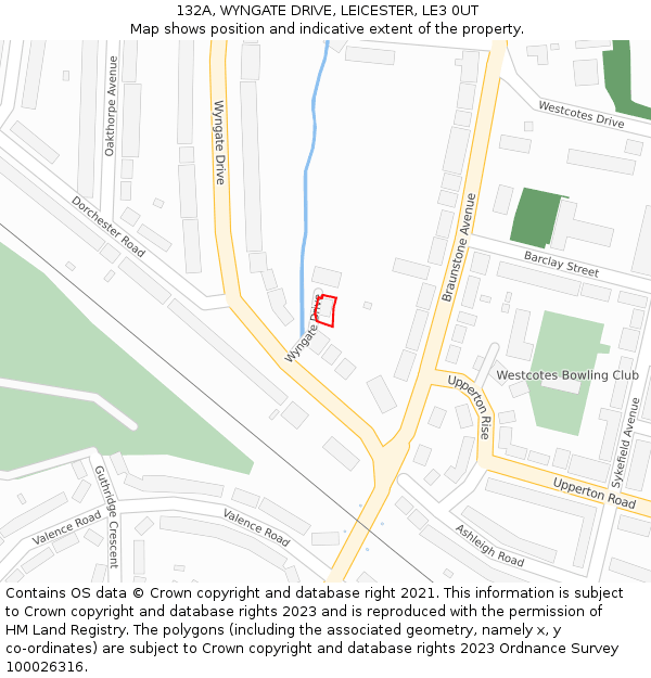 132A, WYNGATE DRIVE, LEICESTER, LE3 0UT: Location map and indicative extent of plot