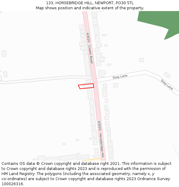 133, HORSEBRIDGE HILL, NEWPORT, PO30 5TL: Location map and indicative extent of plot