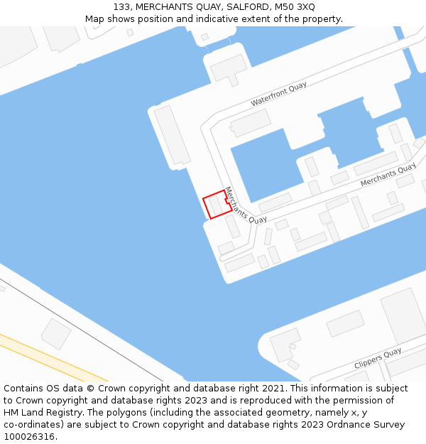 133, MERCHANTS QUAY, SALFORD, M50 3XQ: Location map and indicative extent of plot