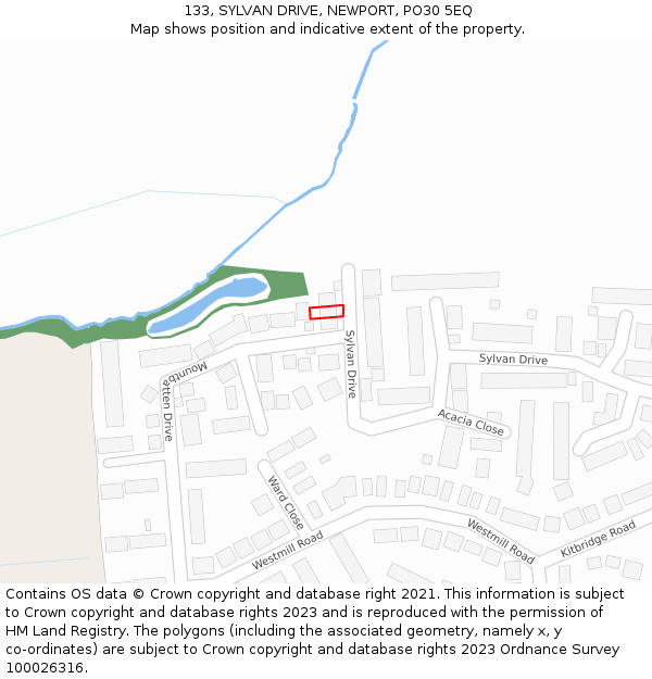 133, SYLVAN DRIVE, NEWPORT, PO30 5EQ: Location map and indicative extent of plot