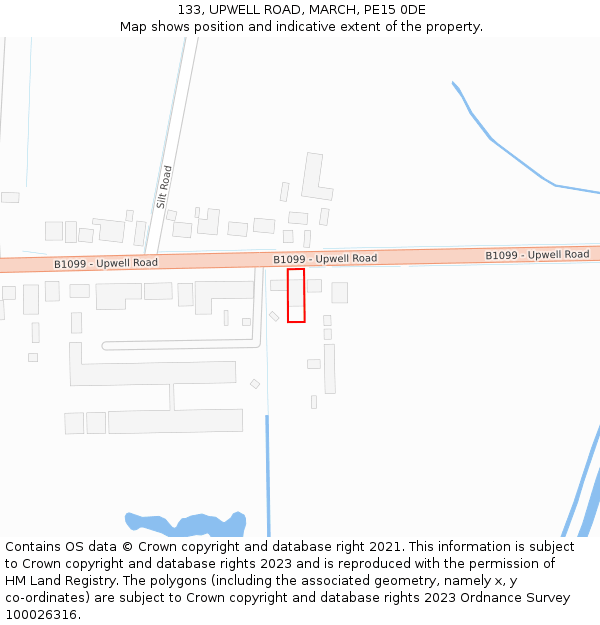 133, UPWELL ROAD, MARCH, PE15 0DE: Location map and indicative extent of plot